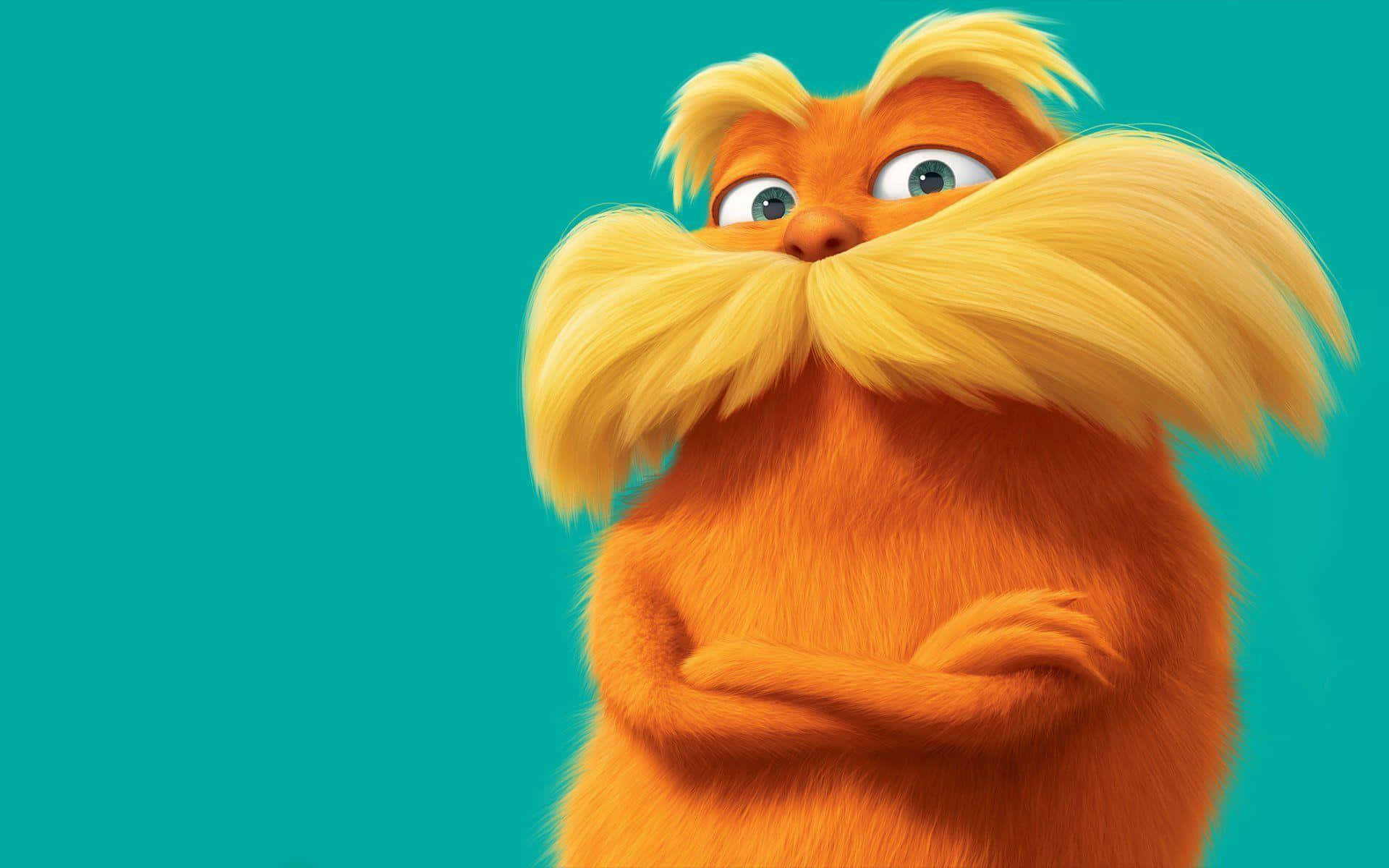 Lorax, orange furry character, giant yellow mustache, Full HD Desktop Wallpaper