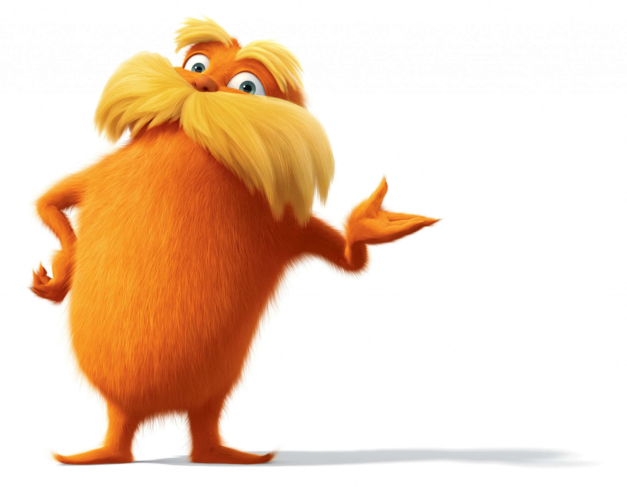 Lorax, fluffy orange, giant yellow mustache, Full HD Desktop Wallpaper