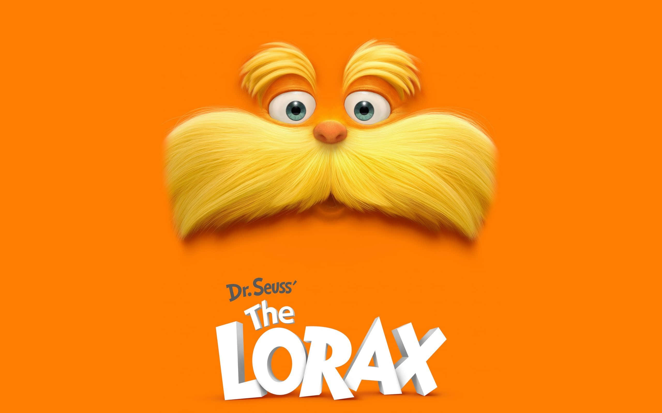 The Lorax, furry yellow mustache, wide eyes, 2K Desktop Wallpaper