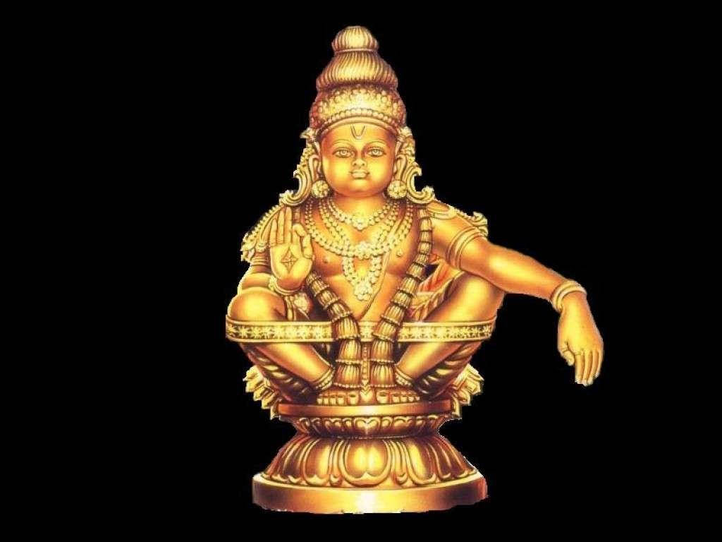 Lord Ayyappa, gold statue, seated Hindu deity, SD Desktop Wallpaper