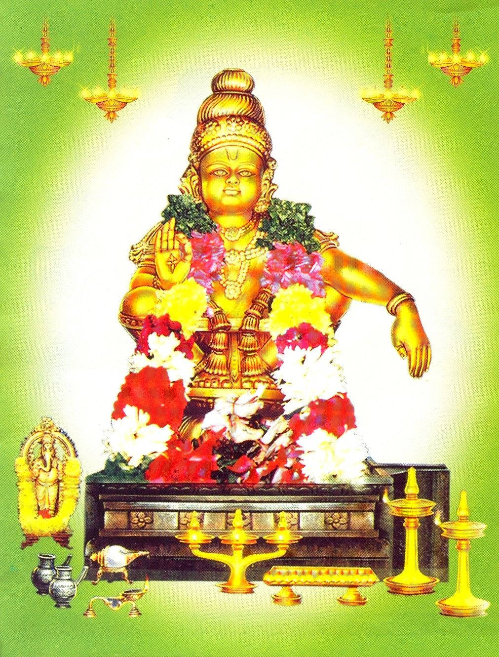 Lord Ayyappa, green background, circle, HD Phone Wallpaper