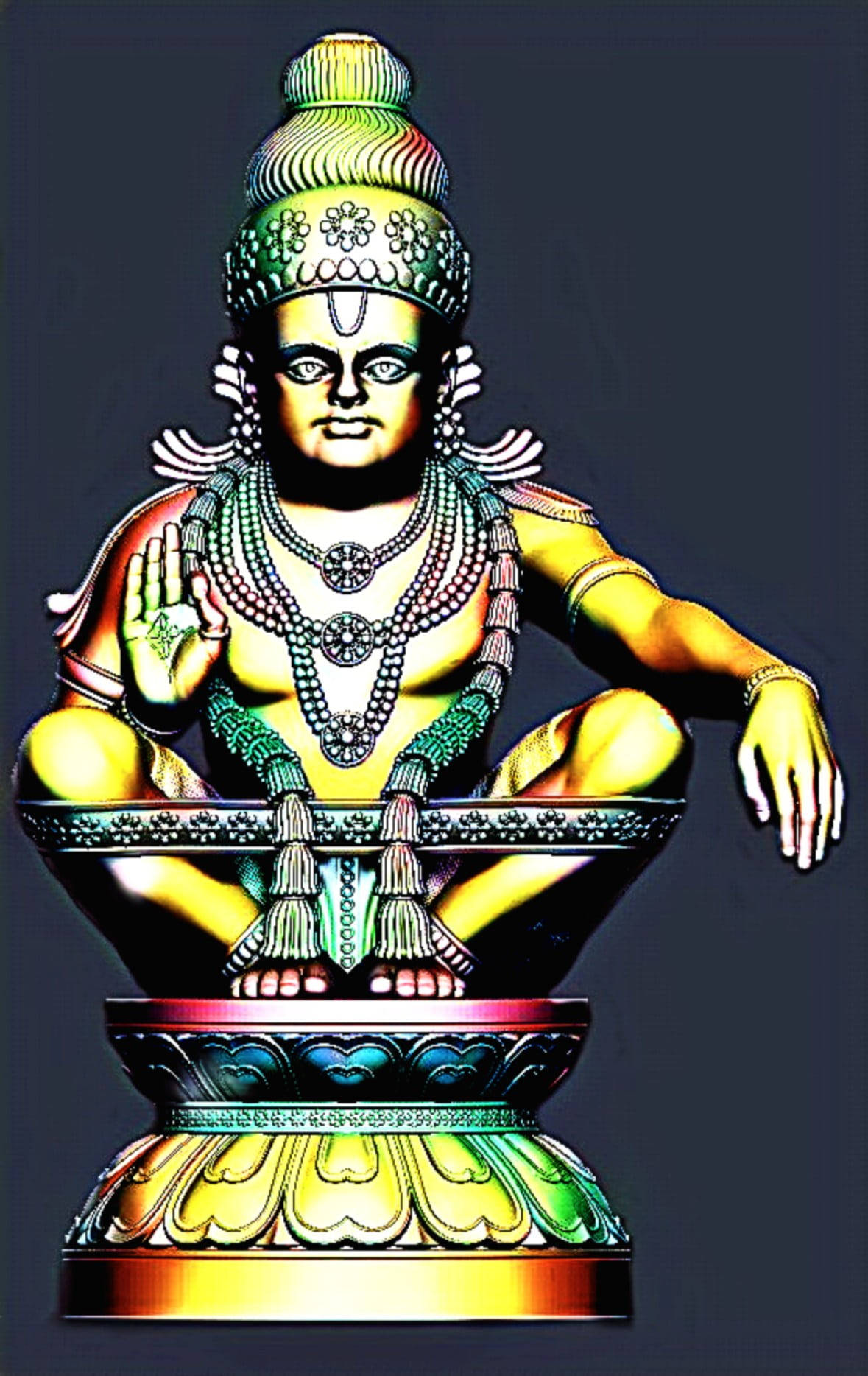 Lord Ayyappa, gray background, vibrant digital statue, HD Phone Wallpaper