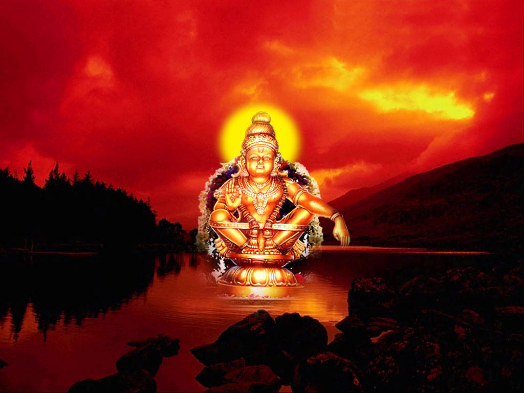 Lord Ayyappa, lake, sunset, SD Desktop Wallpaper