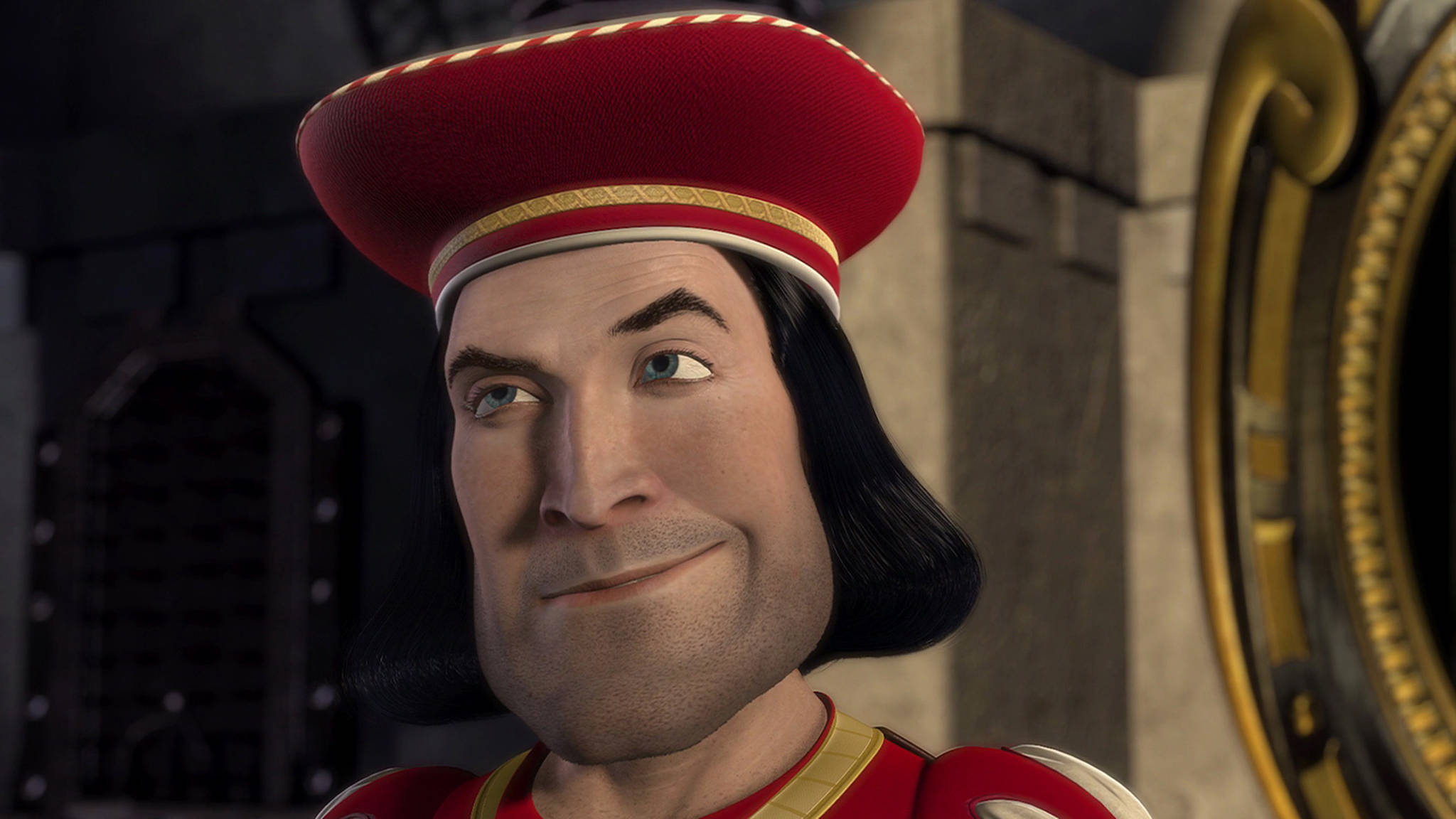 Lord Farquaad, red hat, smirk, Full HD Desktop Wallpaper