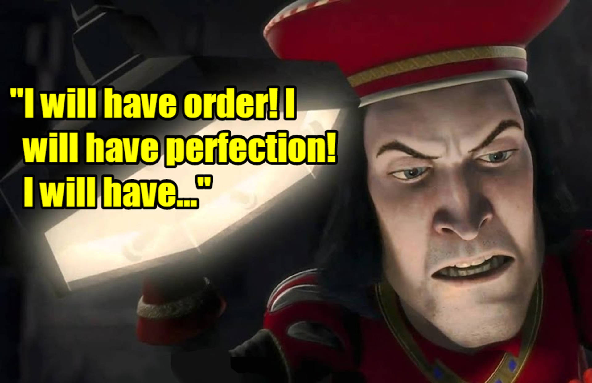 Lord Farquaad, red uniform, hat, Full HD Desktop Wallpaper