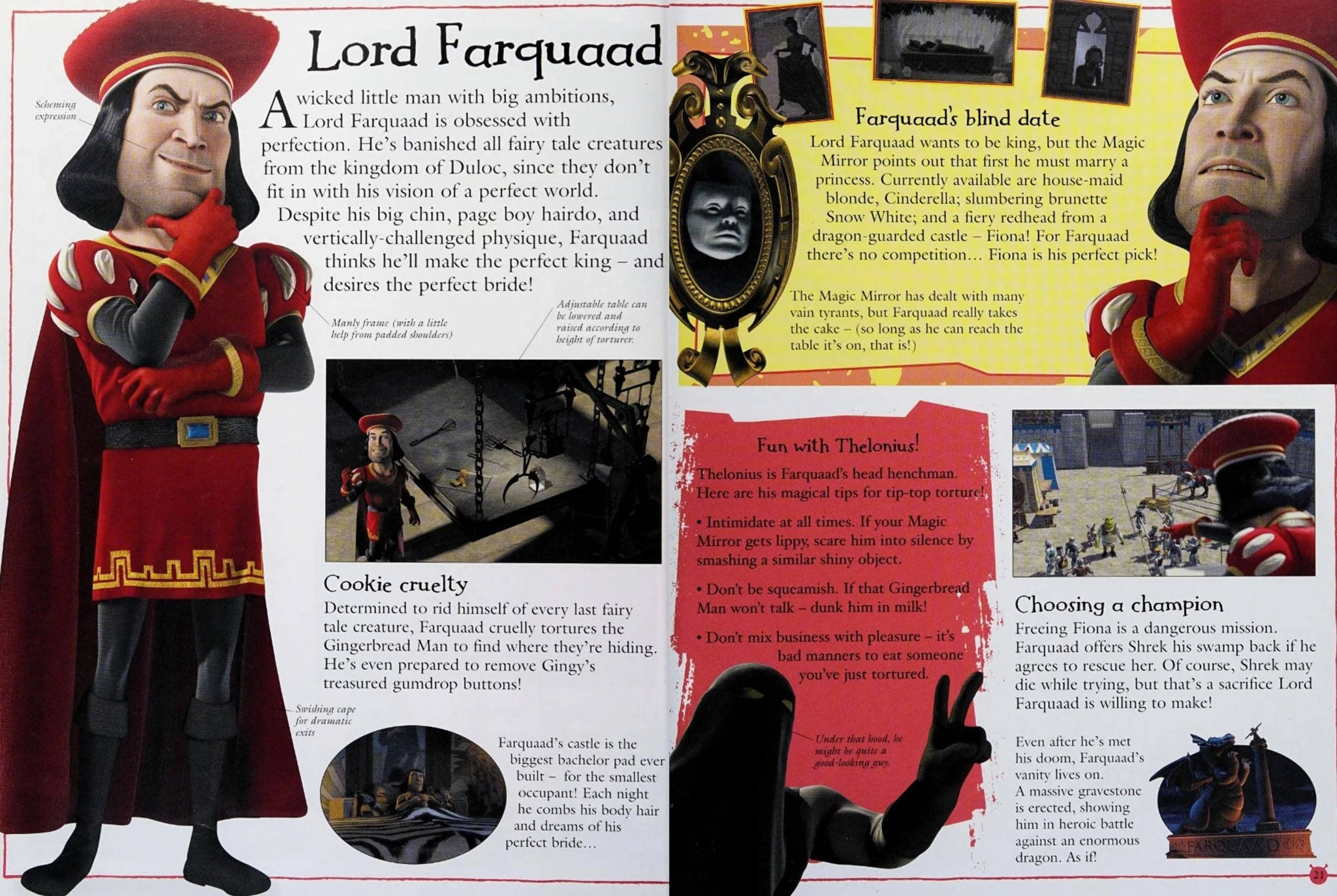 Lord Farquaad, red and gold royal attire, comic panels, Full HD Desktop Wallpaper
