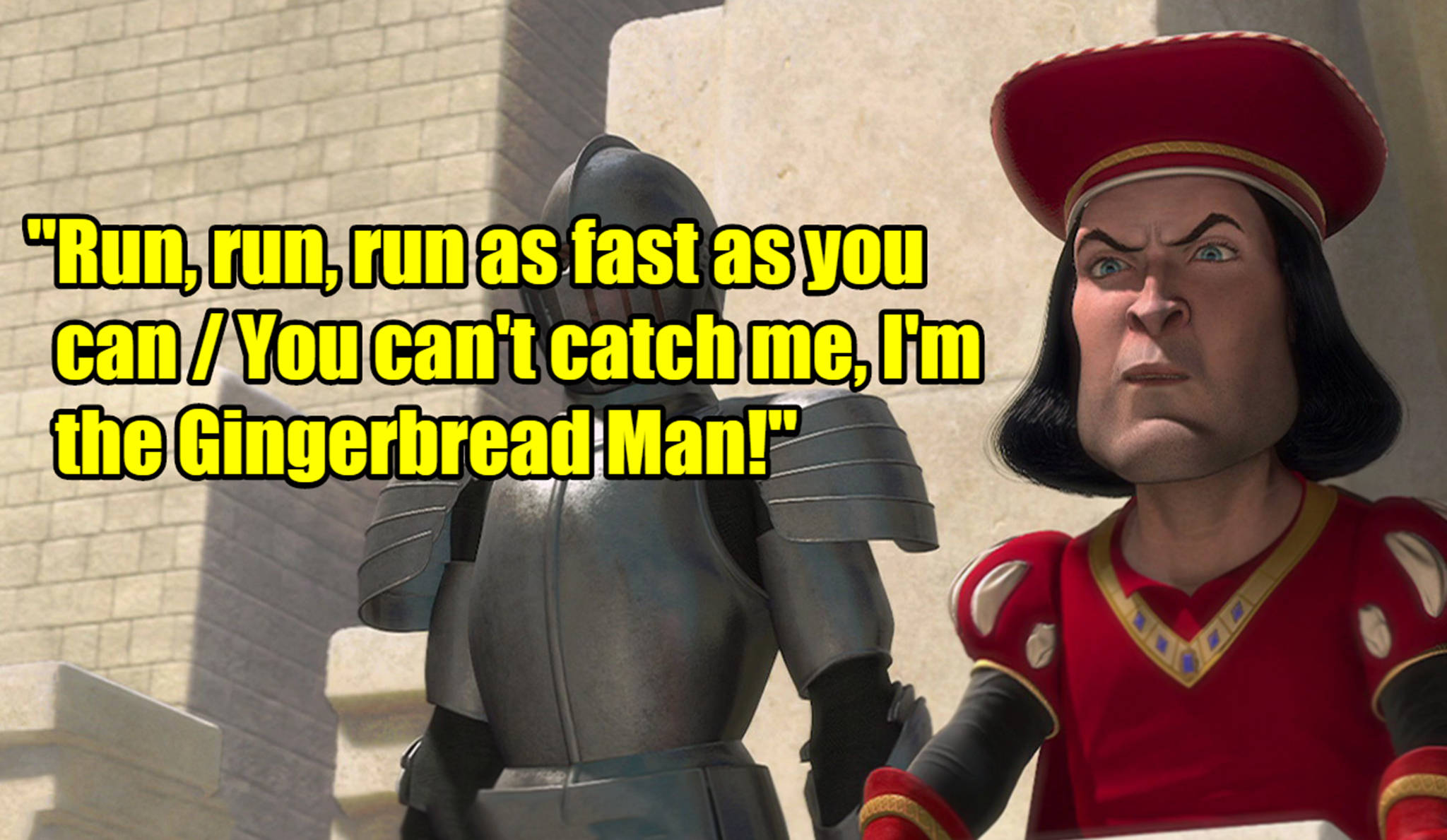 Lord Farquaad, gingerbread man, red outfit, Full HD Desktop Wallpaper