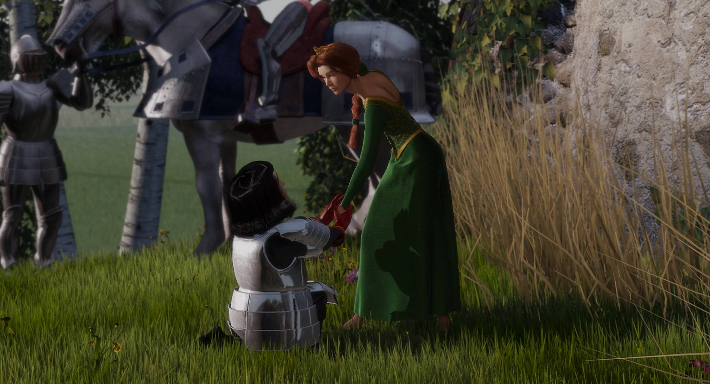 Lord Farquaad, green gown, armored horses, Full HD Desktop Wallpaper