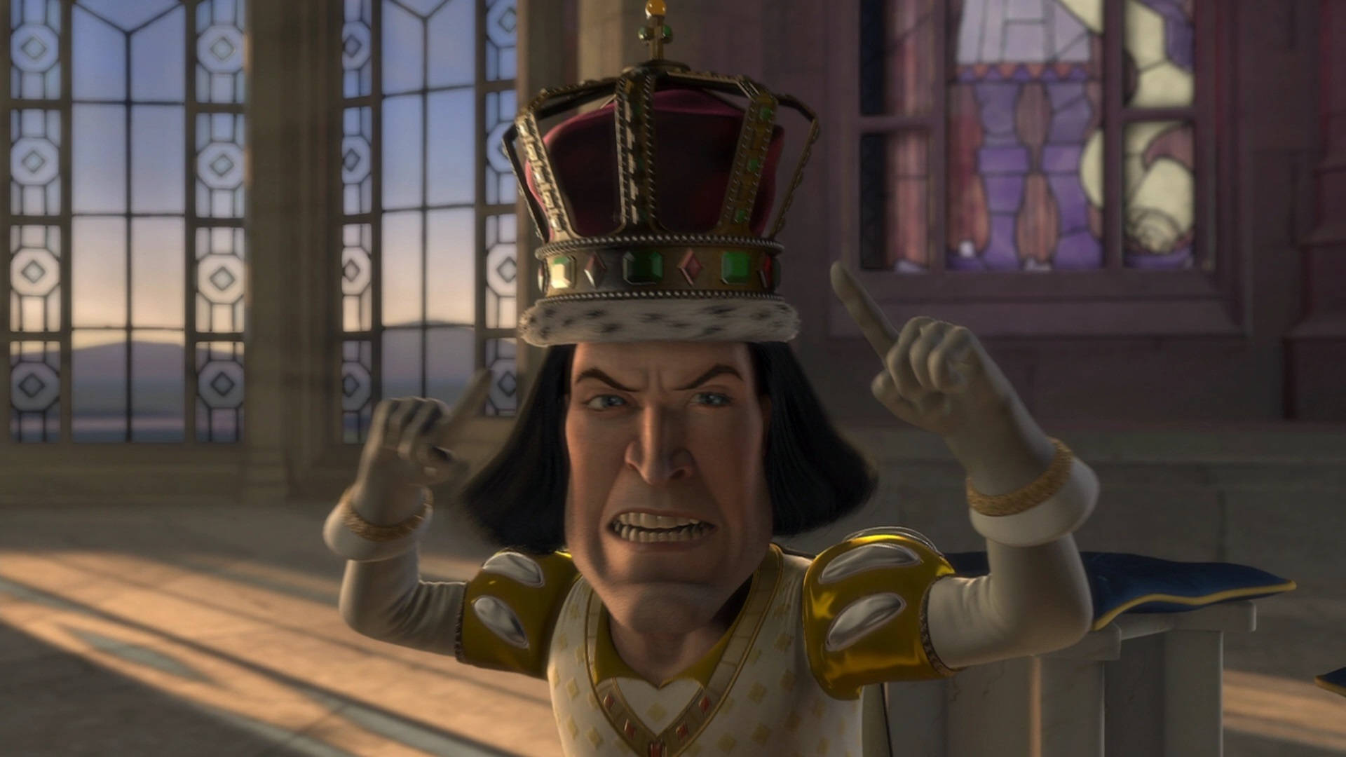 Lord Farquaad, crown, cathedral, Full HD Desktop Wallpaper