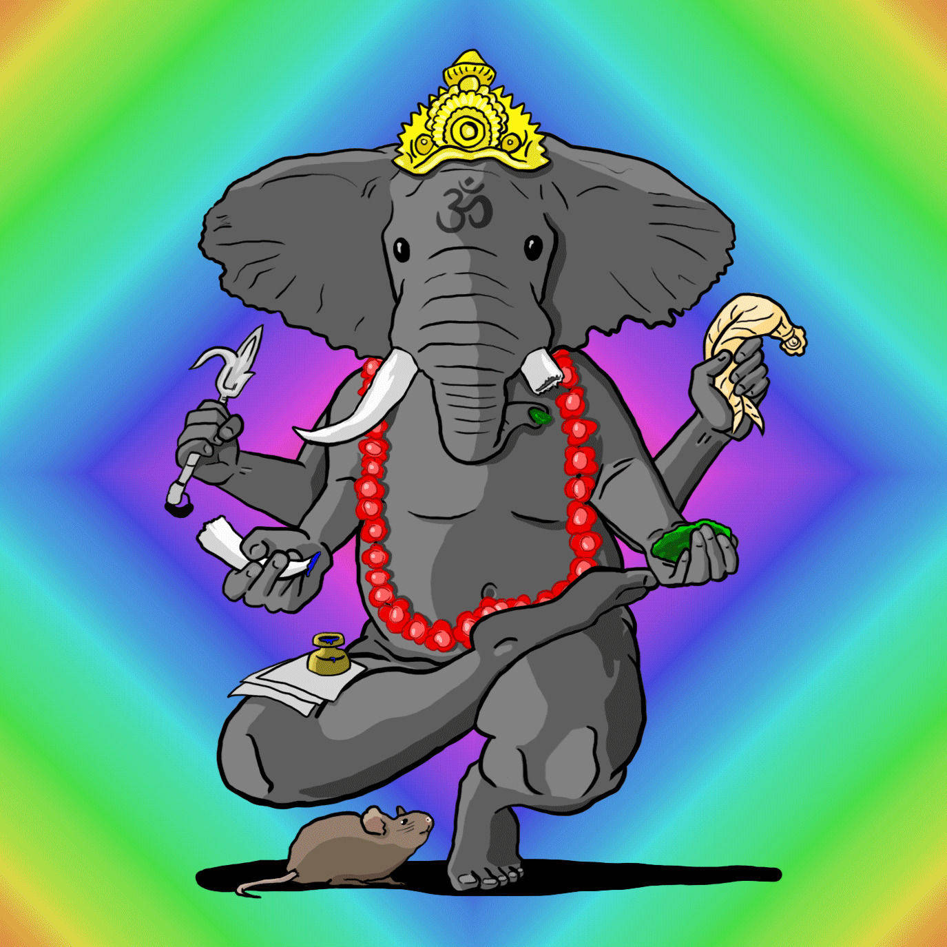 Lord Ganesha, cartoonish, gray elephant god, HD Desktop Wallpaper
