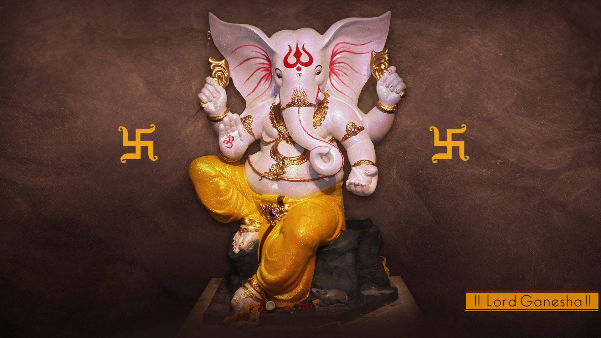 Lord Ganesha, pink statue, white statue, Full HD Desktop Wallpaper