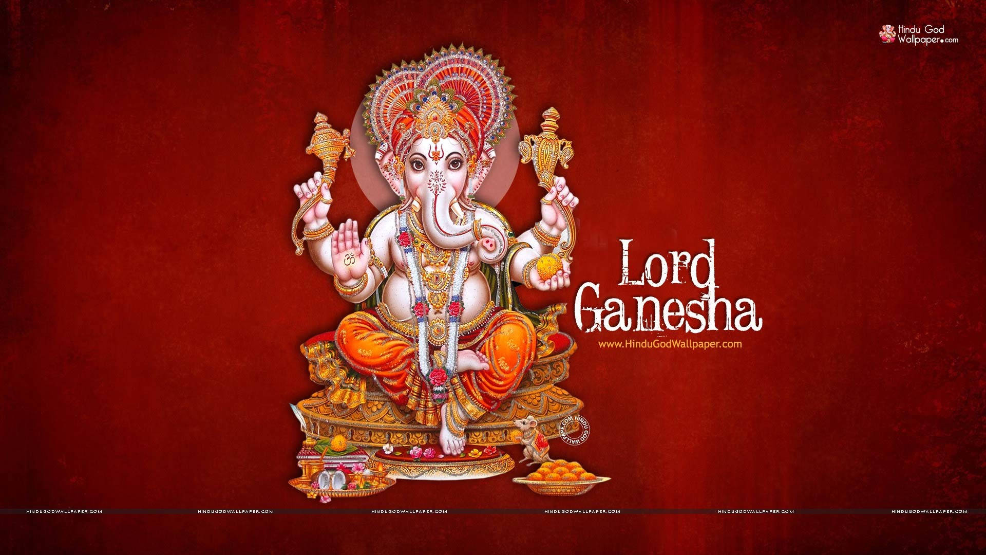 Lord Ganesha, gold, orange, Full HD Desktop Wallpaper