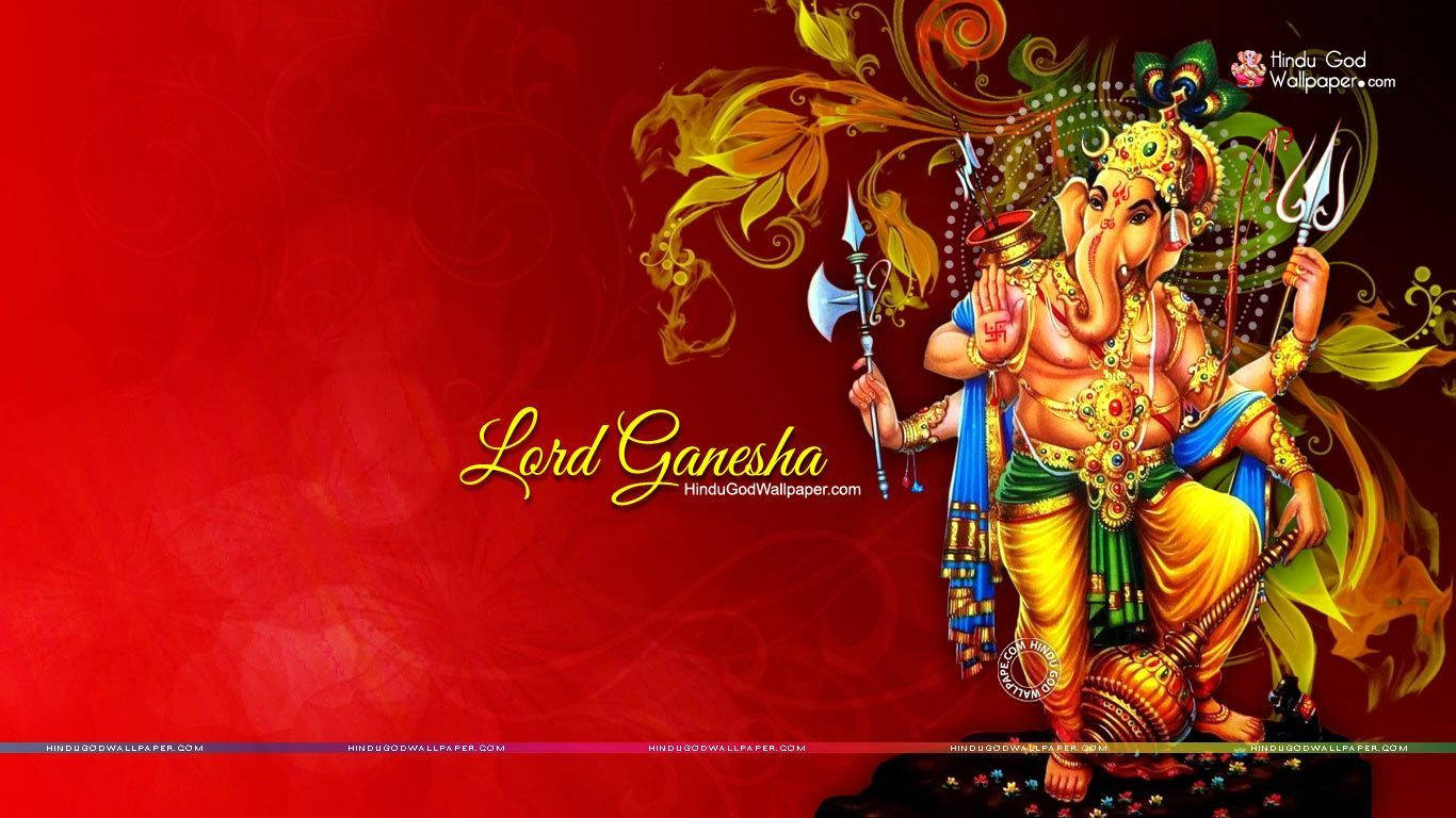 Lord Ganesha, golden jewelry, colorful garments, HD Desktop Wallpaper