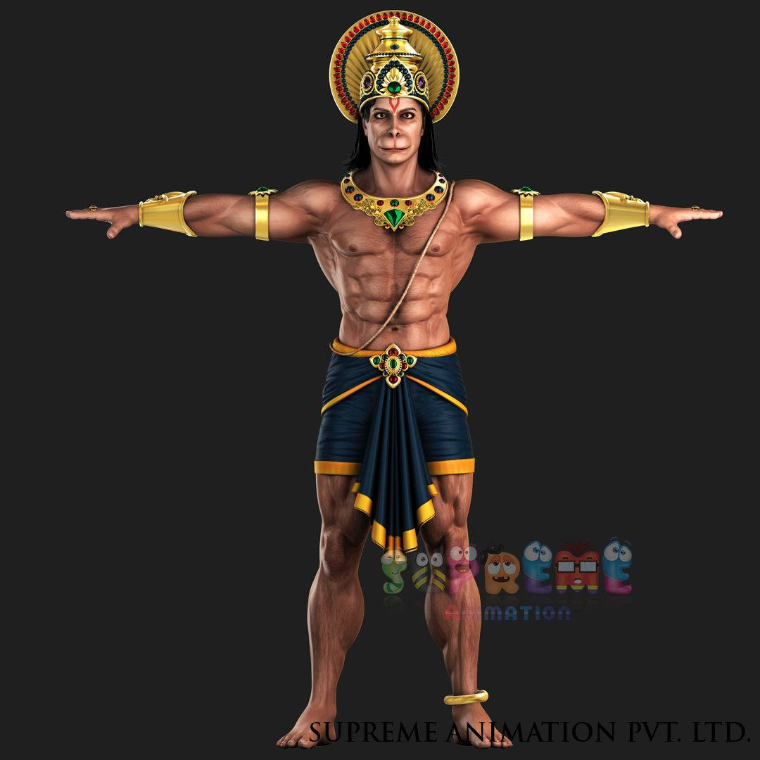 Lord Hanuman, 3D, golden headdress, SD Desktop Wallpaper