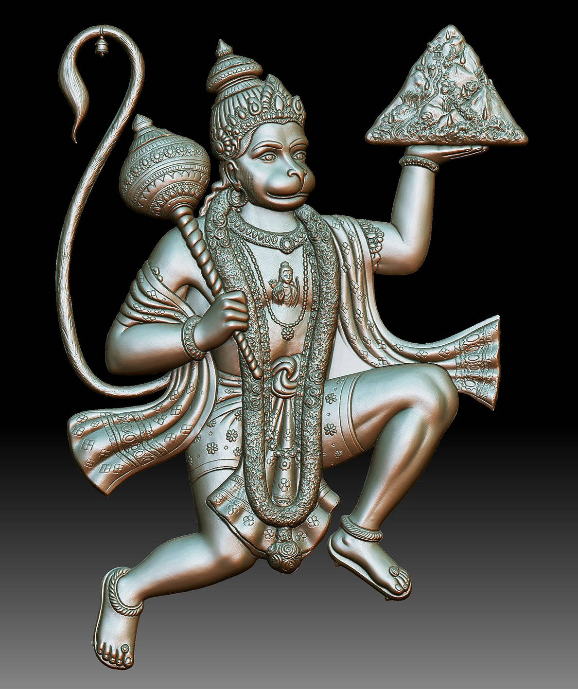Silver Lord Hanuman 3D, Hanuman, mace, HD Phone Wallpaper