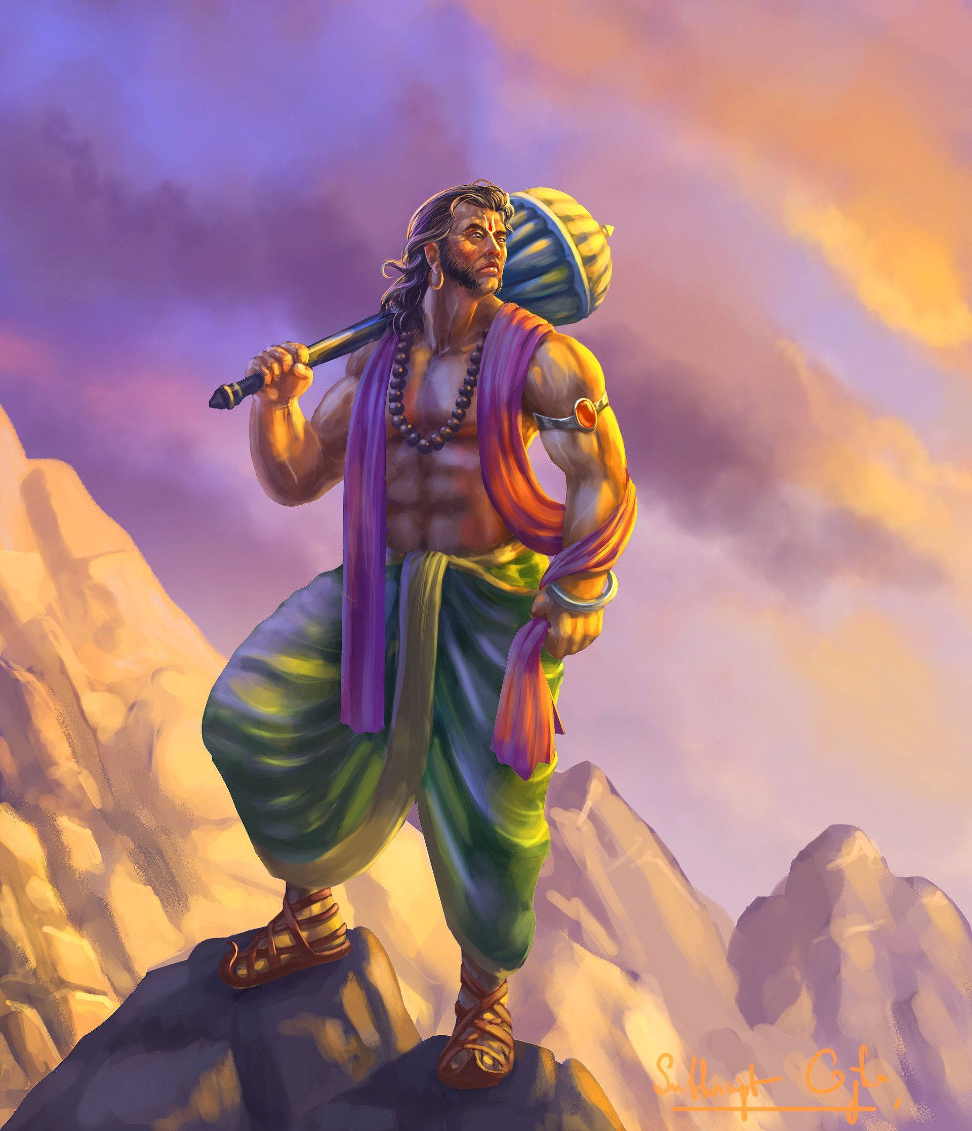 Lord Hanuman, 3D Digital Art, mountain peak, Full HD Phone Wallpaper