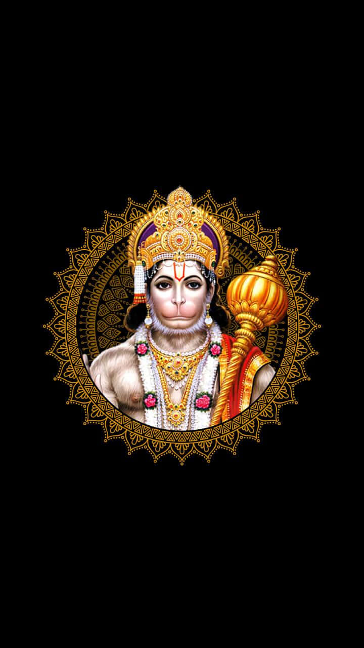 Lord Hanuman, golden crown jewels, floral garlands, HD Phone Wallpaper