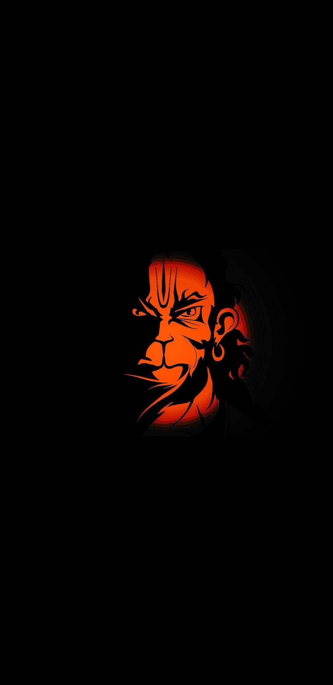 Lord Hanuman, orange face, fiery orange light, Full HD Phone Wallpaper
