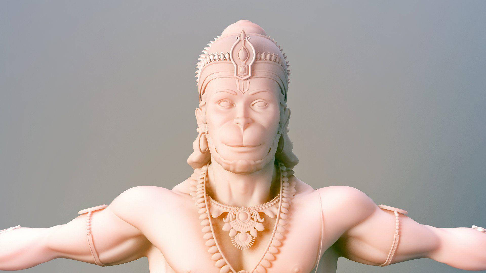 Lord Hanuman, 3d-rendered, pink, Full HD Desktop Wallpaper
