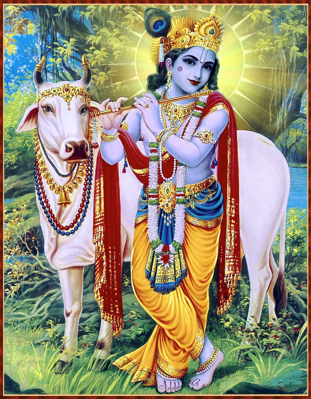 Lord Krishna, golden crown, yellow dhoti, HD Phone Wallpaper