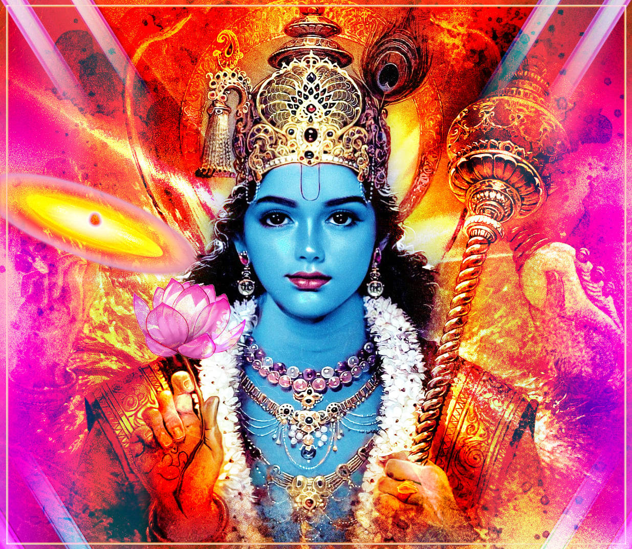 Lord Krishna, 3D, radiant blue-skinned, SD Desktop Wallpaper