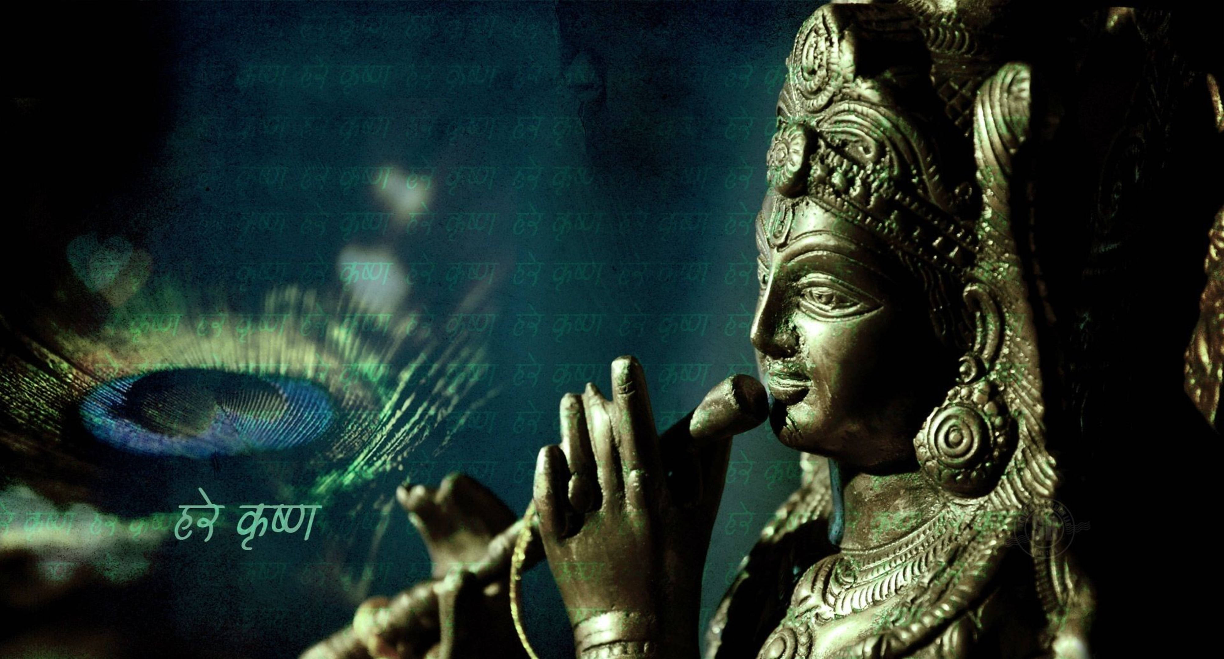 Lord Krishna, 4K, bronze statue, 4K Desktop Wallpaper
