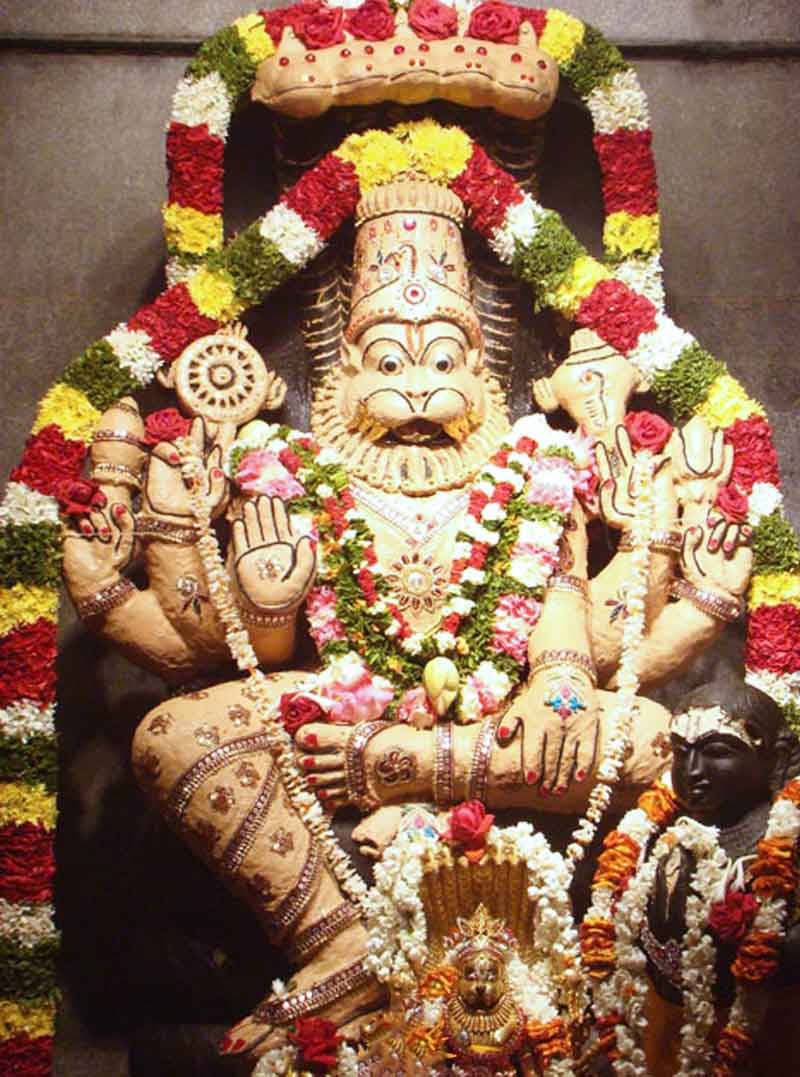 Lord Lakshmi Narasimha, stone statue, multiple arms, SD Phone Wallpaper