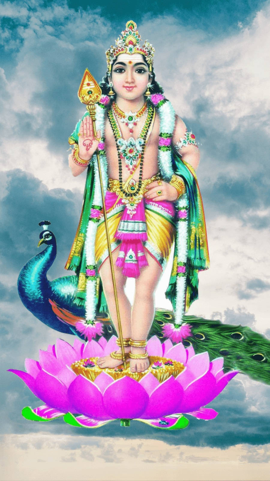 Lord Murugan, pink lotus, peacock, HD Phone Wallpaper