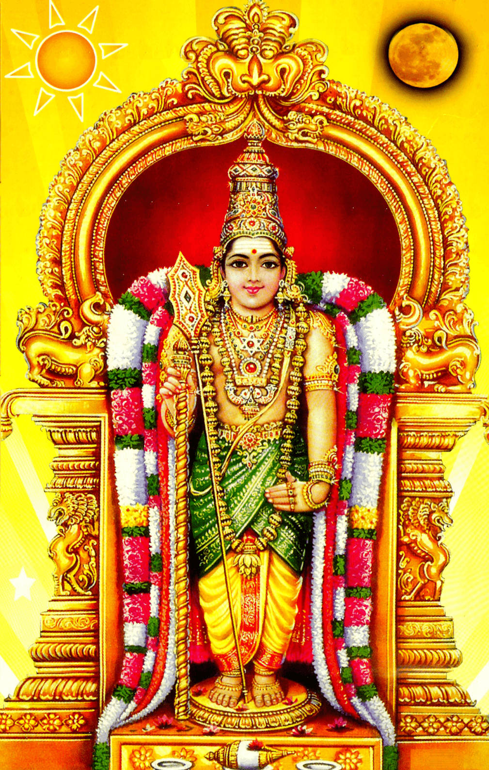 Lord Murugan, golden throne, gold jewelry, HD Phone Wallpaper
