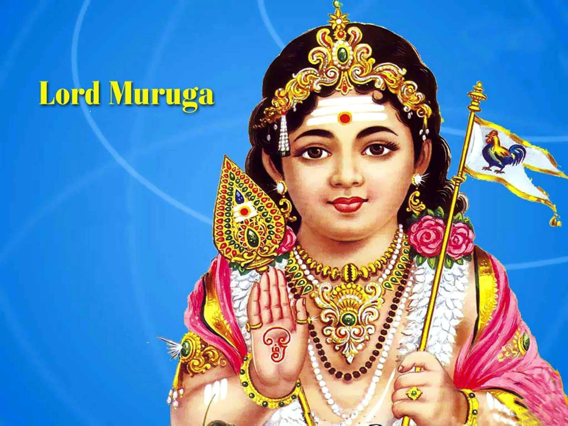 Lord Murugan, 4K, waving rooster flag, Full HD Desktop Wallpaper