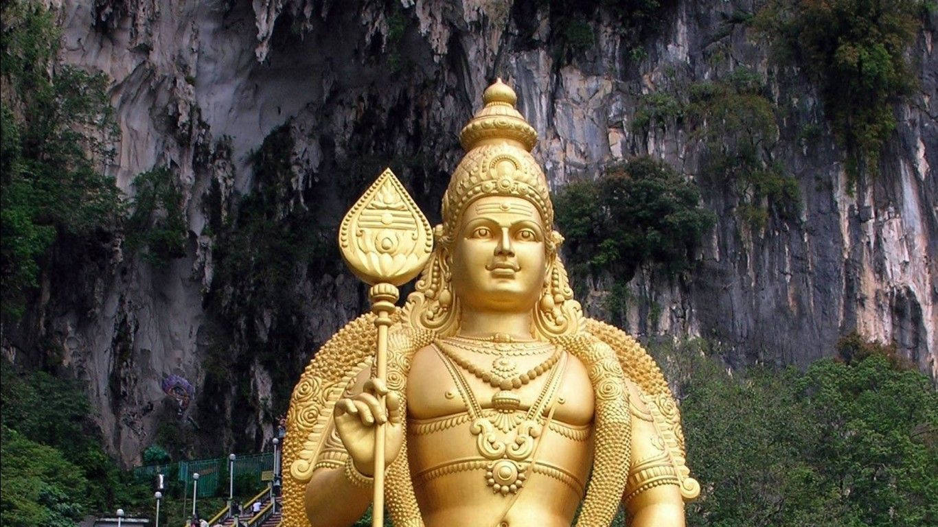 Lord Murugan, 4K statue, golden statue, HD Desktop Wallpaper