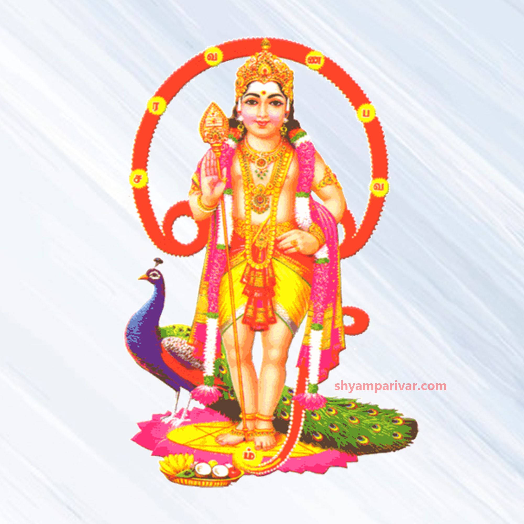Lord Murugan, red circular halo, peacock, Full HD Desktop Wallpaper