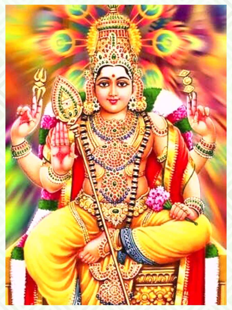 Lord Murugan, four hands, golden jewelry, SD Phone Wallpaper