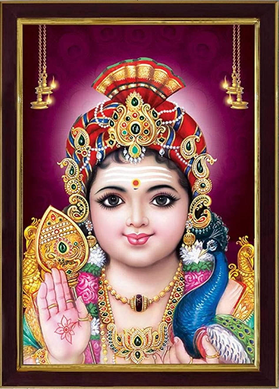 Lord Murugan, golden jewelry, red crown, HD Phone Wallpaper