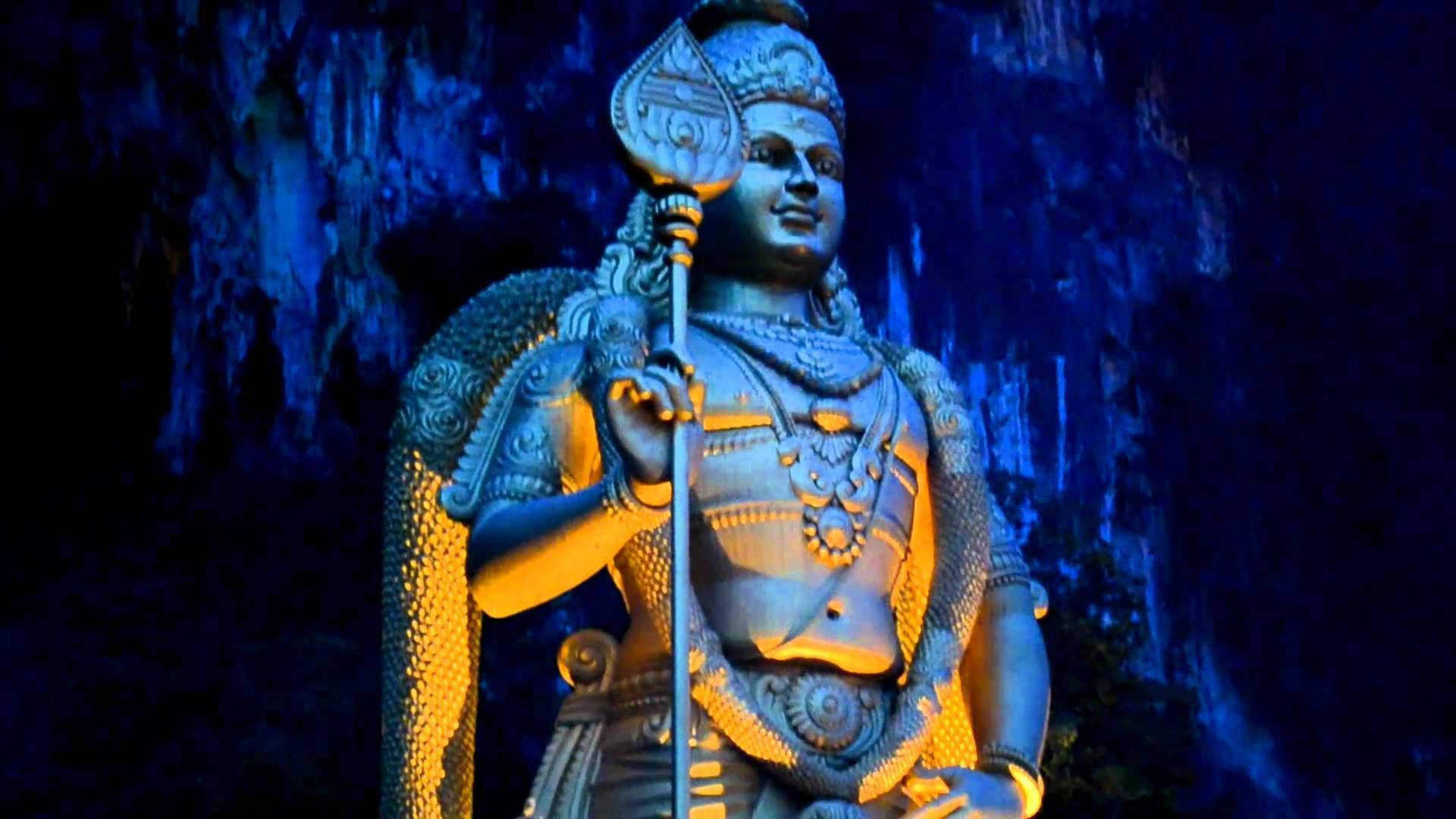 Lord Murugan, cave, blue lighting, Full HD Desktop Wallpaper