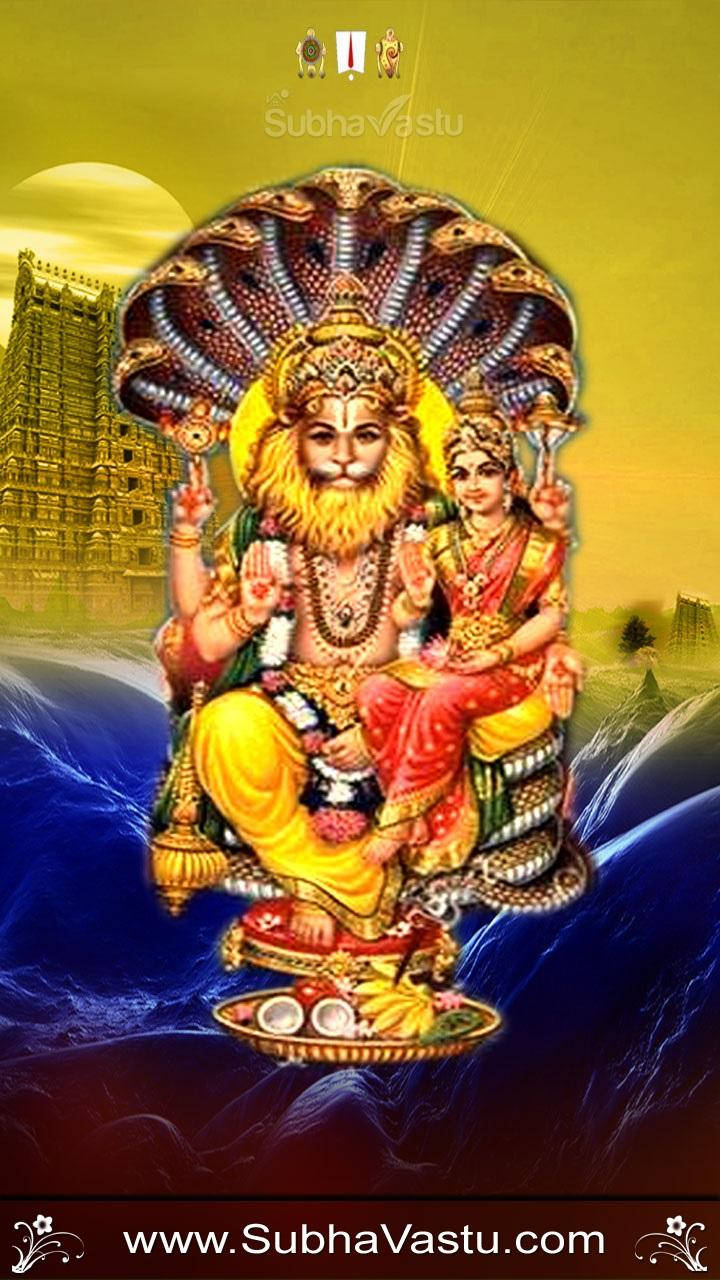 Lord Narasimha, serpent crown, lotus throne, HD Phone Wallpaper