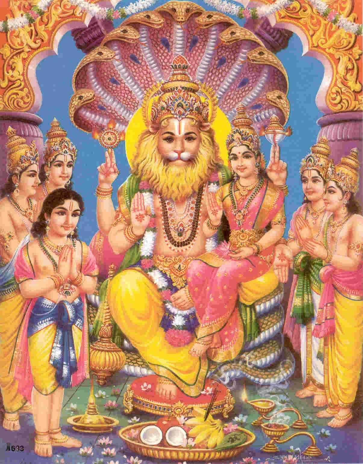 Lord Narasimha, lion face, golden crown, HD Phone Wallpaper
