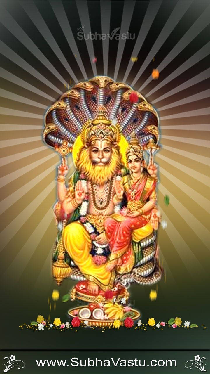 Lord Narasimha, lion face, golden crown, HD Phone Wallpaper