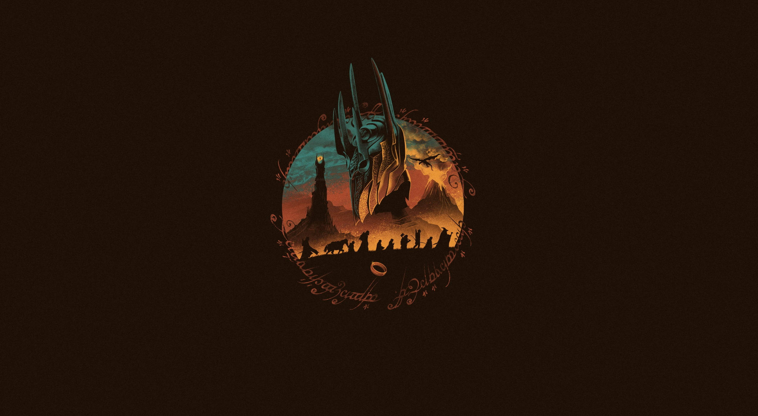 Lord Of The Rings, dragon, fiery landscape, Full HD Desktop Wallpaper
