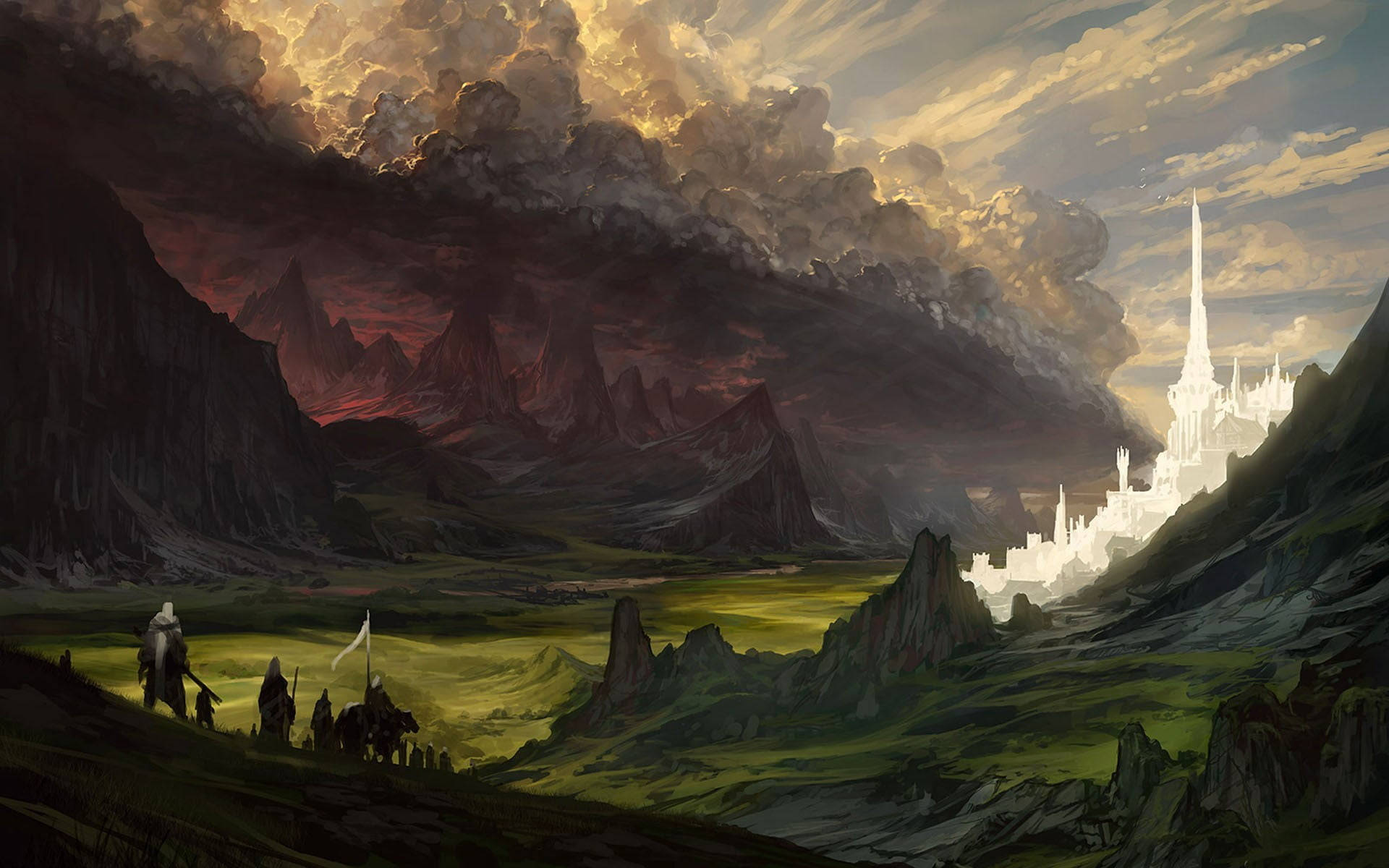 Lord Of The Rings, landscape, radiant white castle, Full HD Desktop Wallpaper
