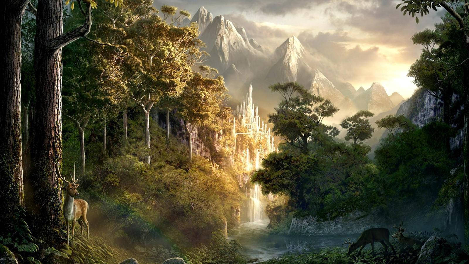 Lord Of The Rings, fantasy castle, cliffside, HD Desktop Wallpaper