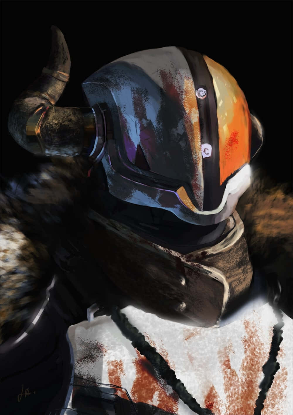 Lord Shaxx, horned helmet, glowing orange visor, HD Phone Wallpaper