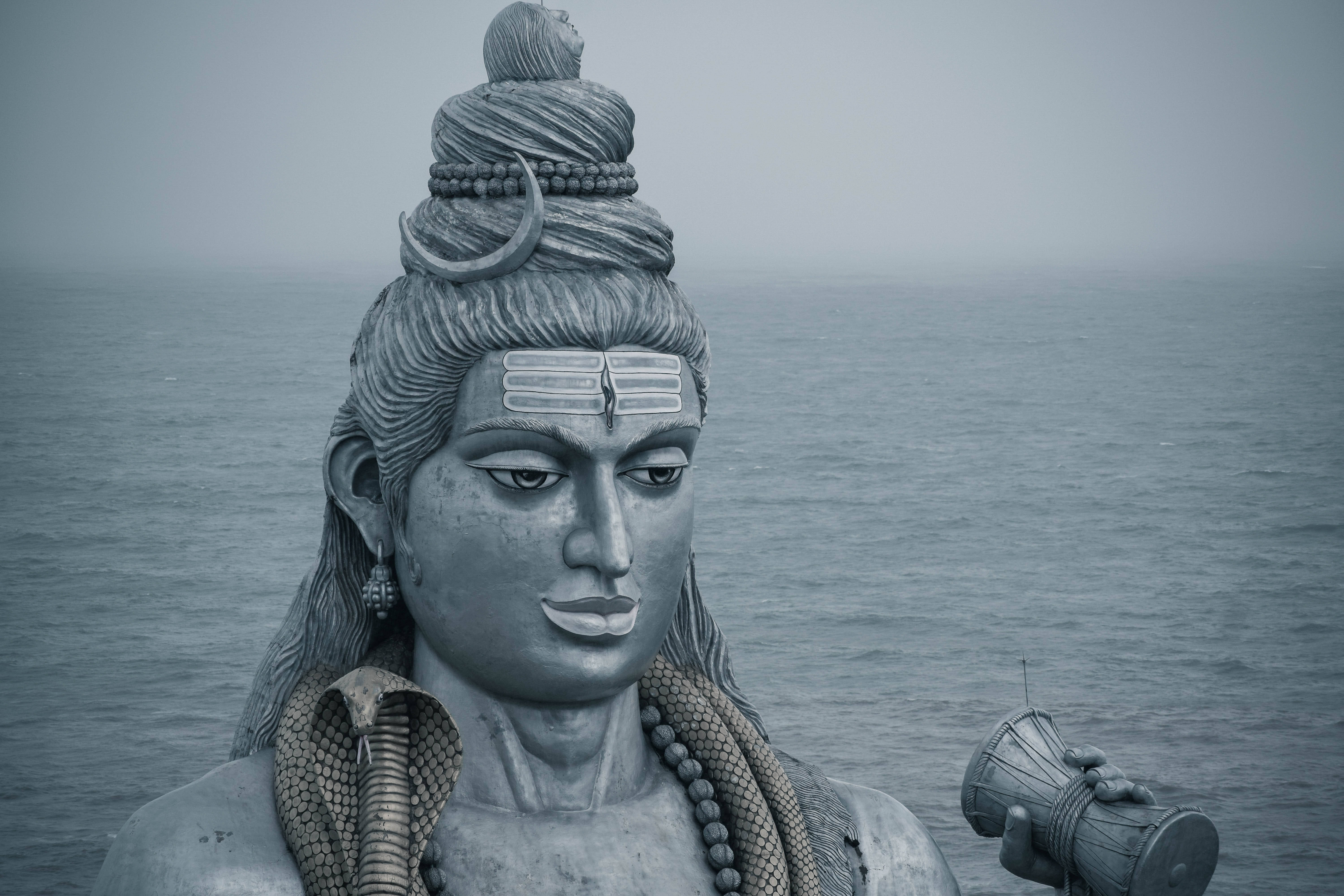 Lord Shiva, crescent moon, cobra, 5K Desktop Wallpaper