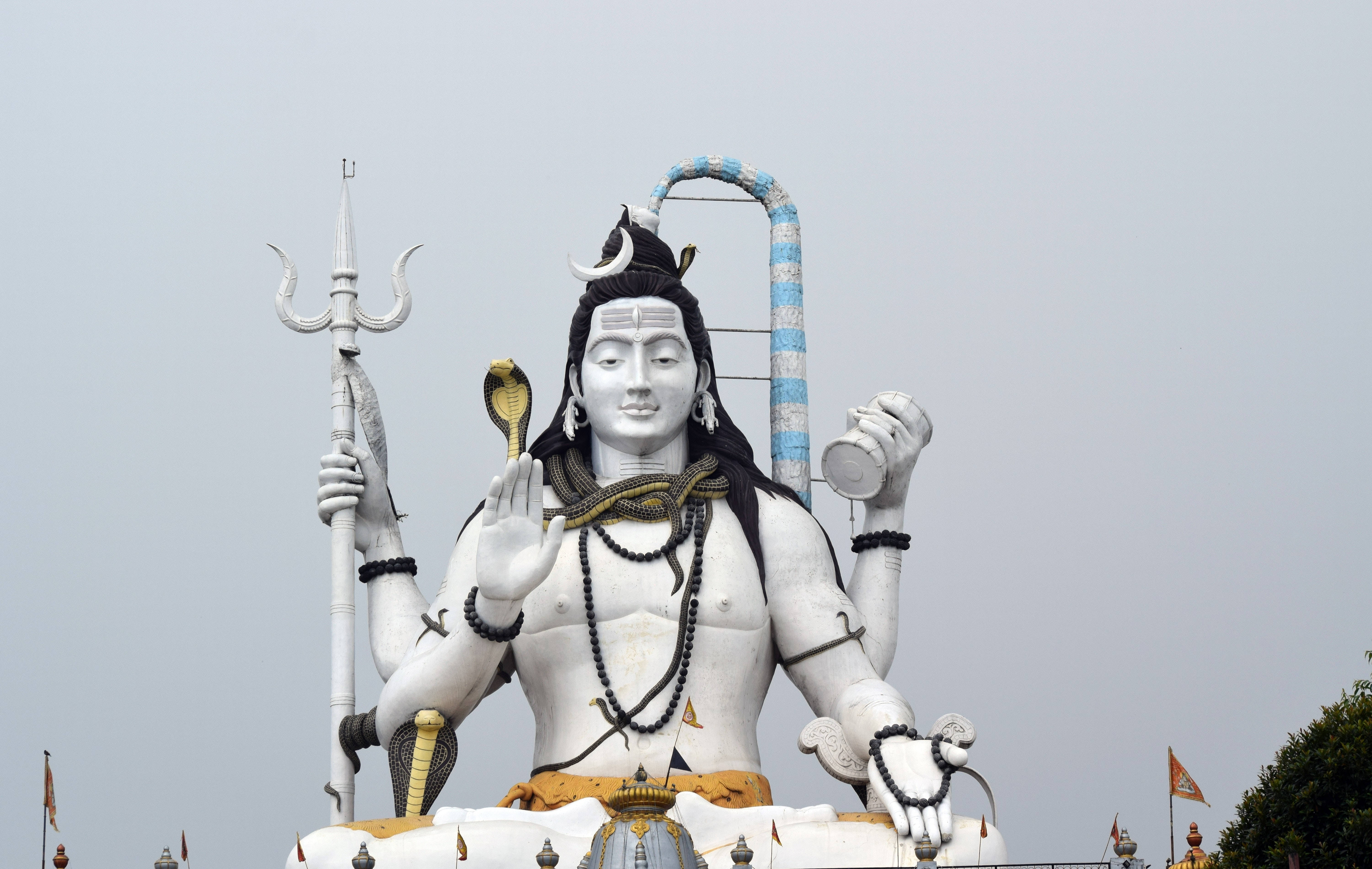 Lord Shiva, white statue, multiple arms, 5K Desktop Wallpaper