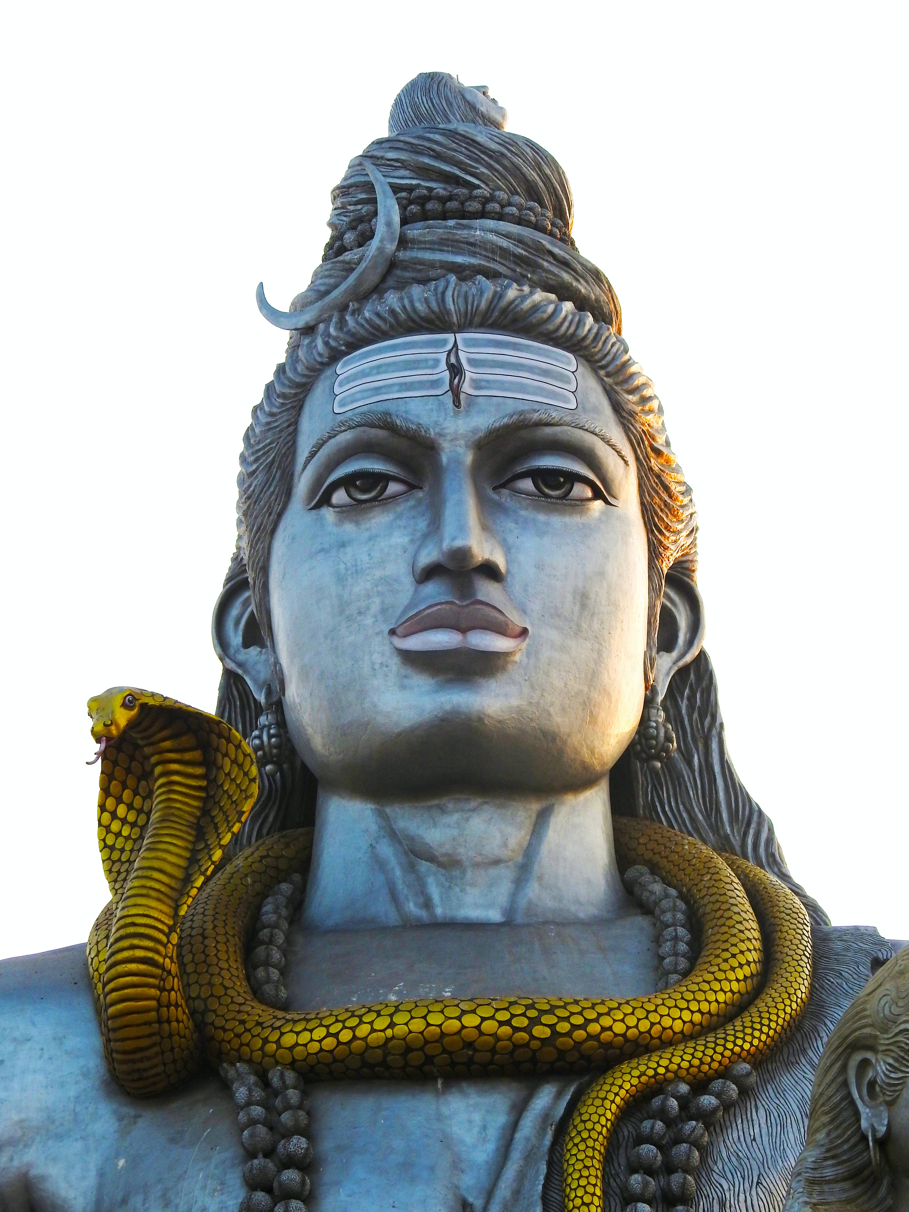 Lord Shiva, blue statue, golden cobra, 4K Phone Wallpaper