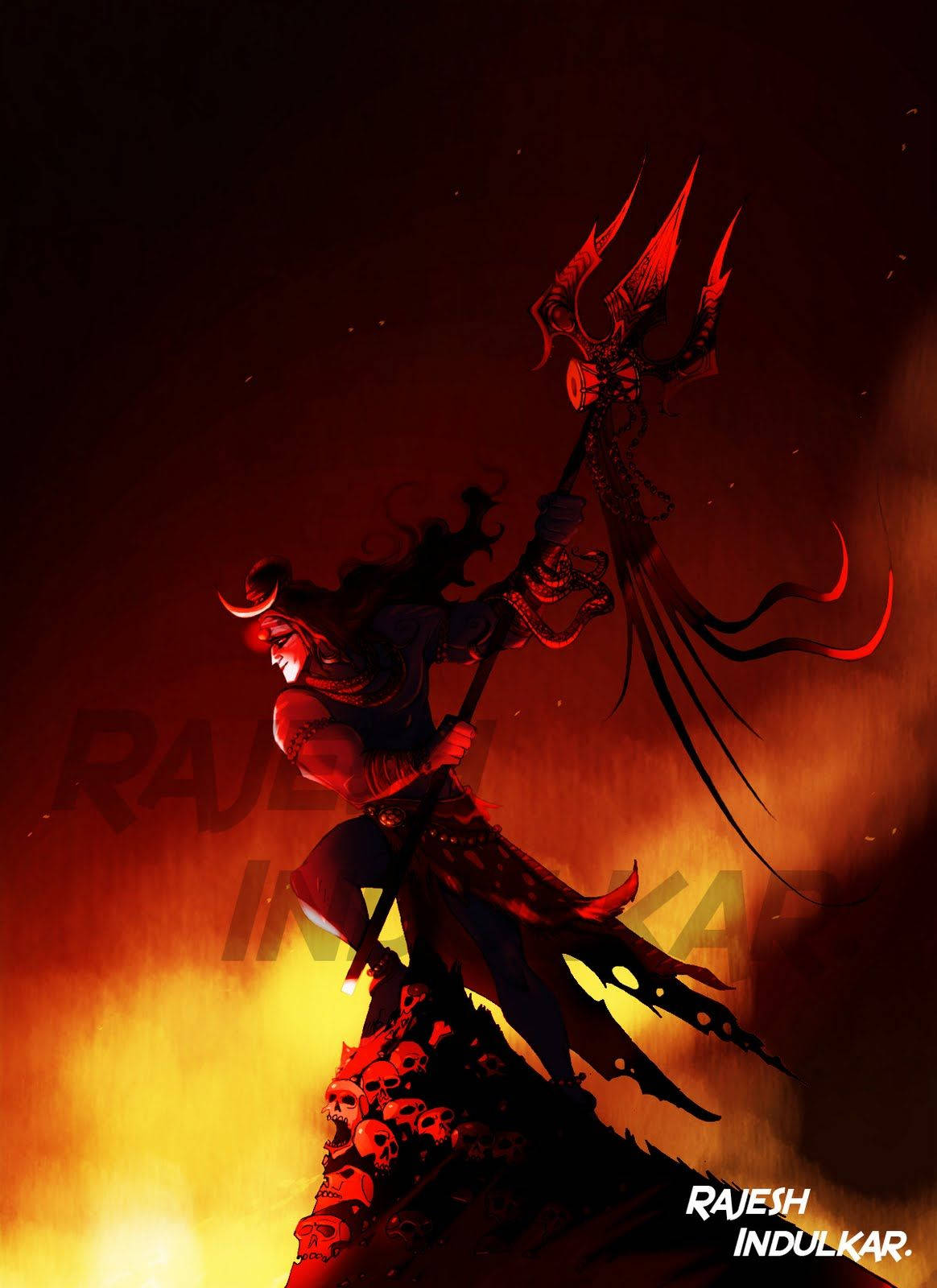 Lord Shiva Angry, horns, flowing dark hair, HD Phone Wallpaper