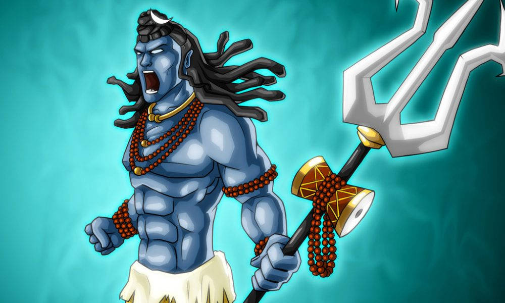 Lord Shiva, blue-skinned, dreadlocks, SD Desktop Wallpaper