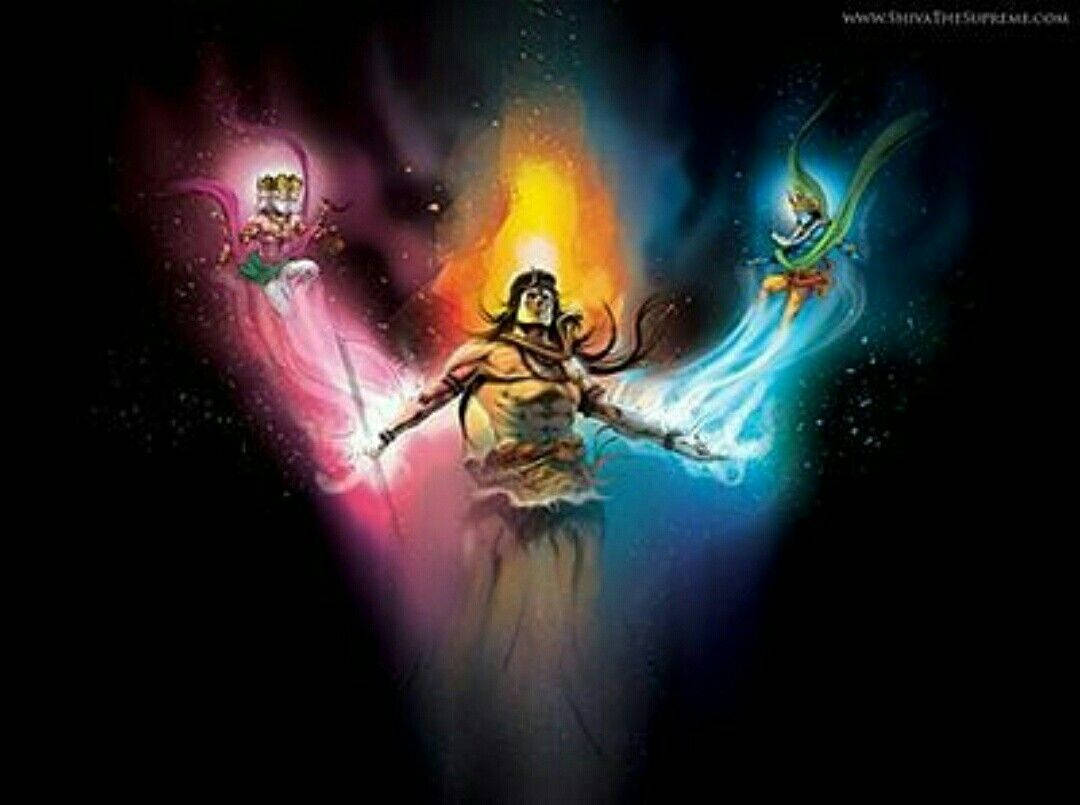 Lord Shiva Angry, colorful cosmos, fiery energy, SD Desktop Wallpaper