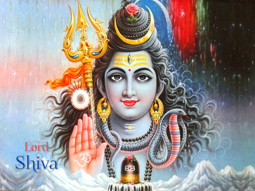 Lord Shiva, trident, crescent moon, SD Desktop Wallpaper