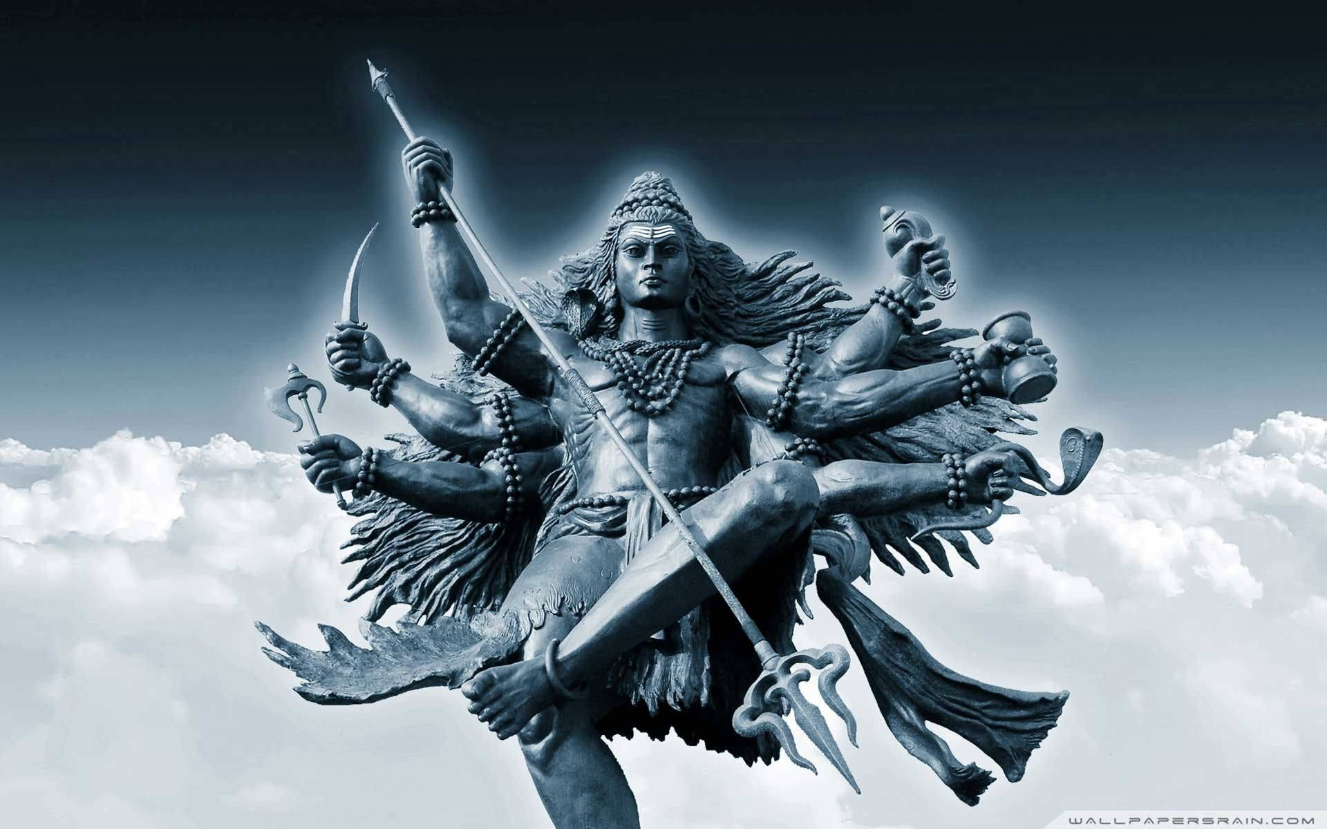 Shiva, multiple arms, flowing hair, Full HD Desktop Wallpaper
